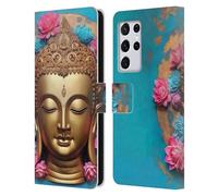 Head Case Designs Officially Licensed Mark Ashkenazi Gold Face Buddha Leather Wallet Case Compatible With Samsung Galaxy S21 Ultra 5G