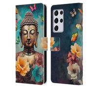 Head Case Designs Officially Licensed Mark Ashkenazi Lotus And Butterfly Buddha Leather Wallet Case Compatible With Samsung Galaxy S21 Ultra 5G