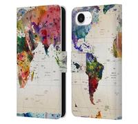 Head Case Designs Officially Licensed Mark Ashkenazi Map Of The World Pop Culture Leather Wallet Case Compatible With Apple iPhone 16e