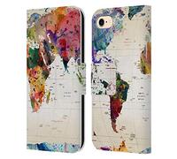 Head Case Designs Officially Licensed Mark Ashkenazi Map Of The World Pop Culture Leather Wallet Case Compatible With Apple iPhone 7/8 / SE 2020 & 2022