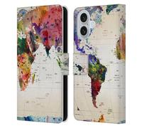 Head Case Designs Officially Licensed Mark Ashkenazi Map Of The World Pop Culture Leather Wallet Case Compatible With Apple iPhone 16