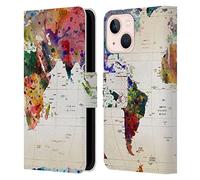 Head Case Designs Officially Licensed Mark Ashkenazi Map Of The World Pop Culture Leather Wallet Case Compatible With Apple iPhone 13 Mini