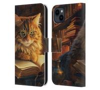 Head Case Designs Officially Licensed Michael David Ward Boom Shop Kitty Humor & Botanicals Leather Wallet Case Compatible With Apple iPhone 15 Plus