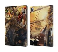 Head Case Designs Officially Licensed Michael David Ward Captain Cat Humor & Botanicals Leather Wallet Case Compatible With Apple iPad Pro 12.9 2020/2021/2022