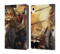 Head Case Designs Officially Licensed Michael David Ward Captain Cat Humor & Botanicals Leather Wallet Case Compatible With Apple iPad mini (2021/2024)