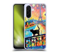 Head Case Designs Officially Licensed Michael David Ward Cat In Midnight Paris Psychedelic Art Gel Case [Military Grade Protection] Compatible With Samsung Galaxy A26 5G