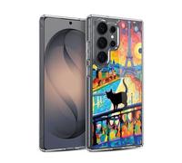 Head Case Designs Officially Licensed Michael David Ward Cat In Midnight Paris Psychedelic Art Gel Case [Military Grade] Compatible with Samsung Galaxy S26 Ultra and Compatible with MagSafe