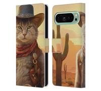 Head Case Designs Officially Licensed Michael David Ward Kitty Cowboy Animals Leather Wallet Case Compatible With Google Pixel 9 Pro XL