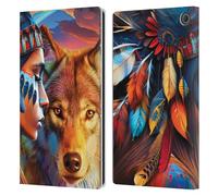 Head Case Designs Officially Licensed Michael David Ward Wolf Animals Leather Wallet Case Compatible With Amazon Fire Max 11 2023