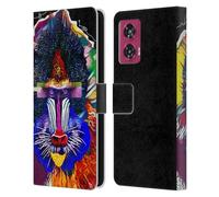 Head Case Designs Officially Licensed Michel Keck Baboon Animal Collage Leather Book Wallet Case Cover Compatible With Motorola Edge 50 Fusion