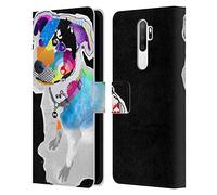 Head Case Designs Officially Licensed Michel Keck Pitbull Dogs 2 Leather Wallet Case Compatible With Oppo A5 (2020)