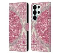 Head Case Designs Officially Licensed Micklyn Le Feuvre Berry Pink Cream And Mauve Floral Patterns Leather Wallet Case Compatible With Samsung Galaxy S26 Ultra