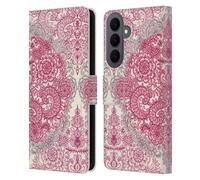Head Case Designs Officially Licensed Micklyn Le Feuvre Berry Pink Cream And Mauve Floral Patterns Leather Wallet Case Compatible With Samsung Galaxy S26 Plus