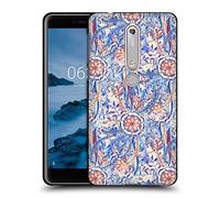 Head Case Designs Officially Licensed Micklyn Le Feuvre Burst in Blue and Red Florals Black Soft Gel Case Compatible With Nokia 6.1