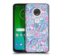 Head Case Designs Officially Licensed Micklyn Le Feuvre Burst in Pink and Teal Florals Black Soft Gel Case Compatible With Motorola Moto G7 / G7 Plus