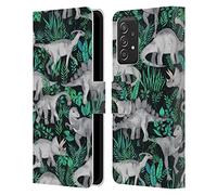 Head Case Designs Officially Licensed Micklyn Le Feuvre Dinosaur Jungle Patterns 6 Leather Wallet Case Compatible With Galaxy A52 / A52s / 5G (2021)