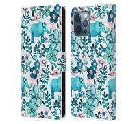 Head Case Designs Officially Licensed Micklyn Le Feuvre Dusty Pink White And Teal Elephant Patterns 2 Leather Wallet Case Compatible With Apple iPhone 12 Pro Max
