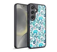 Head Case Designs Officially Licensed Micklyn Le Feuvre Dusty Pink White And Teal Elephant Patterns 2 Gel Armour Case [Military Grade Protection] Compatible With Samsung Galaxy S24 5G