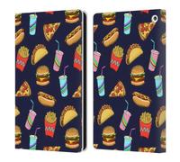 Head Case Designs Officially Licensed Micklyn Le Feuvre Fast Food On Navy Patterns 2 Leather Wallet Case Compatible With Fire HD 8/Fire HD 8 Plus 2020