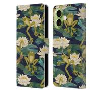Head Case Designs Officially Licensed Micklyn Le Feuvre Frogs and Lilies Flora And Fauna Leather Wallet Case Compatible With Apple iPhone 17