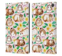 Head Case Designs Officially Licensed Micklyn Le Feuvre Guinea Pigs And Daisies In Watercolour On Pink Patterns 2 Leather Wallet Case Compatible With Amazon Fire Max 11 2023