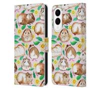 Head Case Designs Officially Licensed Micklyn Le Feuvre Guinea Pigs And Daisies In Watercolour On Pink Patterns 2 Leather Wallet Case Compatible With Samsung Galaxy S25 Edge