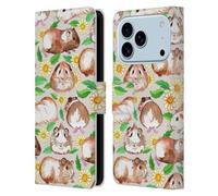 Head Case Designs Officially Licensed Micklyn Le Feuvre Guinea Pigs And Daisies In Watercolour On Tan Patterns 2 Leather Wallet Case Compatible With Apple iPhone 17 Pro