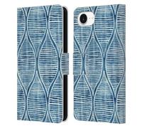 Head Case Designs Officially Licensed Micklyn Le Feuvre Hand Painted Blue White Pattern Flora And Fauna Leather Wallet Case Compatible With Apple iPhone 16e