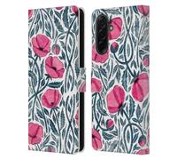 Head Case Designs Officially Licensed Micklyn Le Feuvre Hot Pink Block Print Poppies Flora And Fauna Leather Wallet Case Compatible With Samsung Galaxy A36 5G