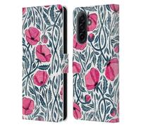 Head Case Designs Officially Licensed Micklyn Le Feuvre Hot Pink Block Print Poppies Flora And Fauna Leather Wallet Case Compatible With Samsung Galaxy A17 4G / 5G