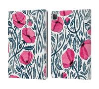 Head Case Designs Officially Licensed Micklyn Le Feuvre Hot Pink Block Print Poppies Flora And Fauna Leather Wallet Case Compatible With Apple iPad Pro 12.9 2020/2021/2022