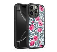 Head Case Designs Officially Licensed Micklyn Le Feuvre Hot Pink Block Print Poppies Flora And Fauna Gel Armour Case [Military Grade Protection] Compatible With Apple iPhone 16 Pro
