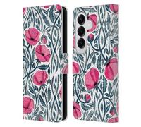 Head Case Designs Officially Licensed Micklyn Le Feuvre Hot Pink Block Print Poppies Flora And Fauna Leather Wallet Case Compatible With Samsung Galaxy S26
