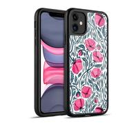 Head Case Designs Officially Licensed Micklyn Le Feuvre Hot Pink Block Print Poppies Flora And Fauna Gel Armour Case [Military Grade Protection] Compatible With Apple iPhone 11