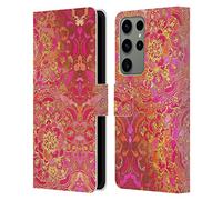 Head Case Designs Officially Licensed Micklyn Le Feuvre Hot Pink Gold and Orange Mandala Leather Wallet Case Compatible With Samsung Galaxy S23 Ultra 5G
