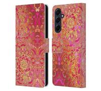 Head Case Designs Officially Licensed Micklyn Le Feuvre Hot Pink Gold and Orange Mandala Leather Wallet Case Compatible With Samsung Galaxy A55 5G