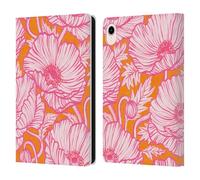 Head Case Designs Officially Licensed Micklyn Le Feuvre Hot Pink Orange Poppy Floral Flora And Fauna Leather Wallet Case Compatible With Apple iPad mini (2021/2024)