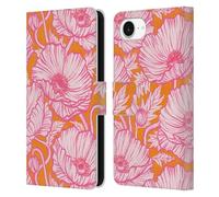 Head Case Designs Officially Licensed Micklyn Le Feuvre Hot Pink Orange Poppy Floral Flora And Fauna Leather Wallet Case Compatible With Apple iPhone 16e