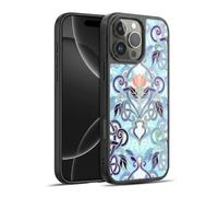 Head Case Designs Officially Licensed Micklyn Le Feuvre Indigo Blue Art Nouveau With Peach Flowers Patterns 2 Gel Armour Case [Military Grade Protection] Compatible With Apple iPhone 16 Pro Max