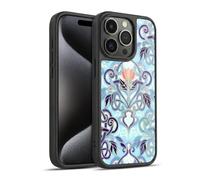 Head Case Designs Officially Licensed Micklyn Le Feuvre Indigo Blue Art Nouveau With Peach Flowers Patterns 2 Gel Armour Case [Military Grade Protection] Compatible With Apple iPhone 15 Pro