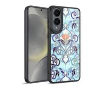 Head Case Designs Officially Licensed Micklyn Le Feuvre Indigo Blue Art Nouveau With Peach Flowers Patterns 2 Gel Armour Case [Military Grade Protection] Compatible With Samsung Galaxy S25 Edge
