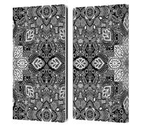Head Case Designs Officially Licensed Micklyn Le Feuvre Lace in White on Black Mandala Leather Wallet Case Compatible With Amazon Fire Max 11 2023
