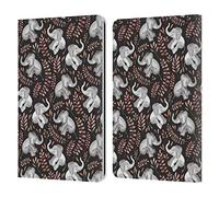 Head Case Designs Officially Licensed Micklyn Le Feuvre Little Laughing Elephants In Coral And Grey Wildlife Leather Wallet Case Compatible With Kindle Paperwhite 1/2 / 3