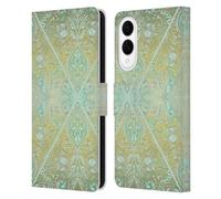 Head Case Designs Officially Licensed Micklyn Le Feuvre Mint And Gold Floral Patterns Leather Wallet Case Compatible With Samsung Galaxy S25 Edge