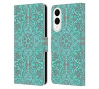 Head Case Designs Officially Licensed Micklyn Le Feuvre Mint Green And Grey Floral Patterns Leather Wallet Case Compatible With Samsung Galaxy S25 Edge