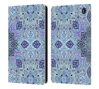 Head Case Designs Officially Licensed Micklyn Le Feuvre Navy Blue Mint and Purple Mandala Leather Wallet Case Compatible With Amazon Fire 7 2022