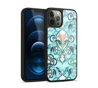 Head Case Designs Officially Licensed Micklyn Le Feuvre Ocean Aqua Art Nouveau With Peach Flowers Patterns 2 Gel Armour Case [Military Grade Protection] Compatible With Apple iPhone 12 Pro Max