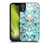 Head Case Designs Officially Licensed Micklyn Le Feuvre Ocean Aqua Art Nouveau With Peach Flowers Patterns 2 Gel Armour Case [Military Grade Protection] Compatible With Apple iPhone XR