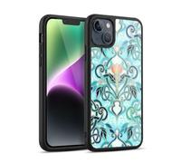 Head Case Designs Officially Licensed Micklyn Le Feuvre Ocean Aqua Art Nouveau With Peach Flowers Patterns 2 Gel Armour Case [Military Grade Protection] Compatible With Apple iPhone 14 Plus