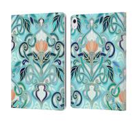 Head Case Designs Officially Licensed Micklyn Le Feuvre Ocean Aqua Art Nouveau With Peach Flowers Patterns 2 Leather Wallet Case Compatible With Apple iPad Air 13 2024/2025
